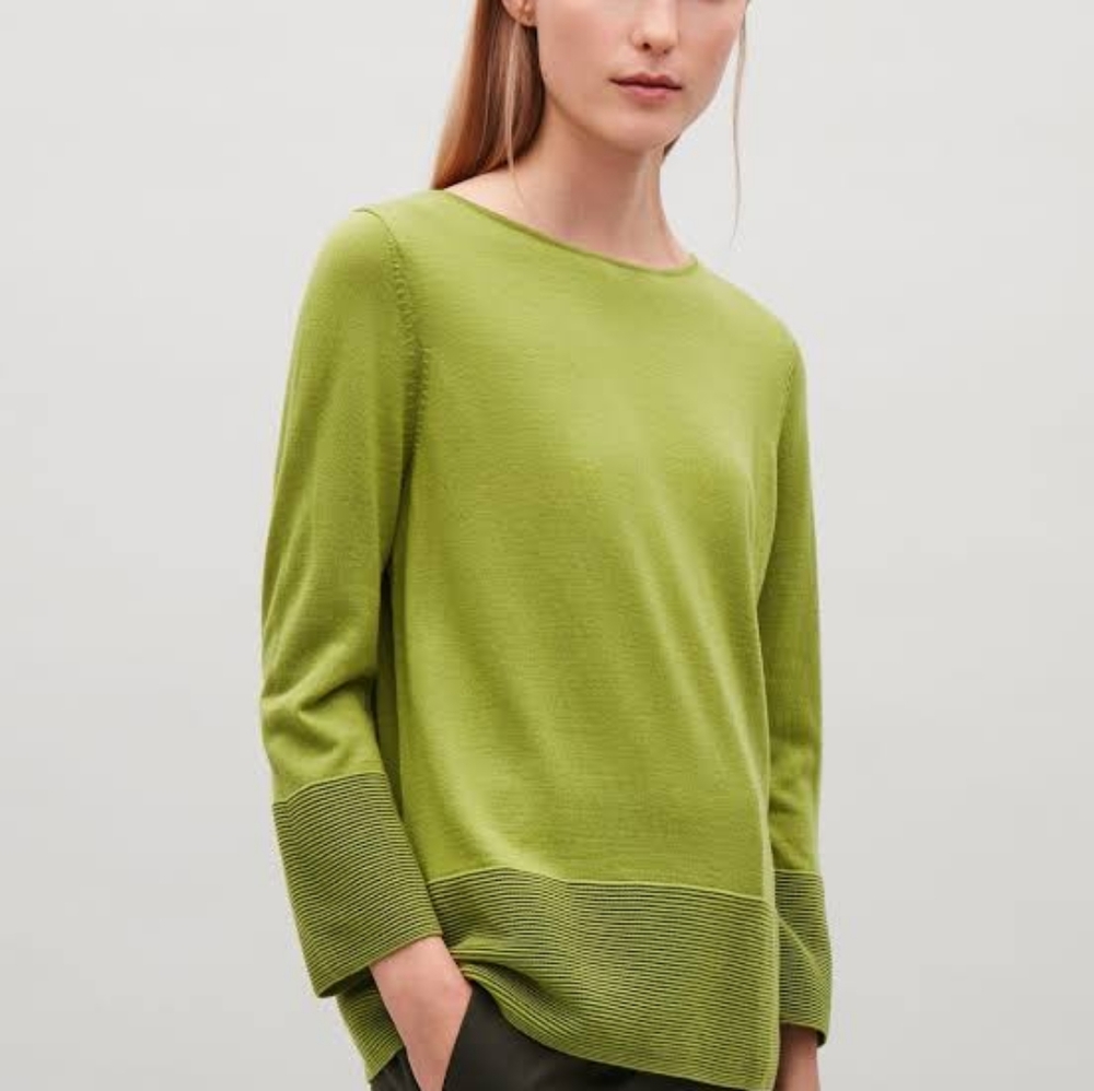 COS sweater wool pullover green sz S